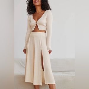 Aritzia High Waist Wilfred Beach Skirt in Birch